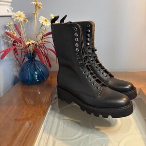 Grenson Mavis Combat Military Lace Up Boots NEW Size 10.5 US - 41 EU - 8 UK NIB